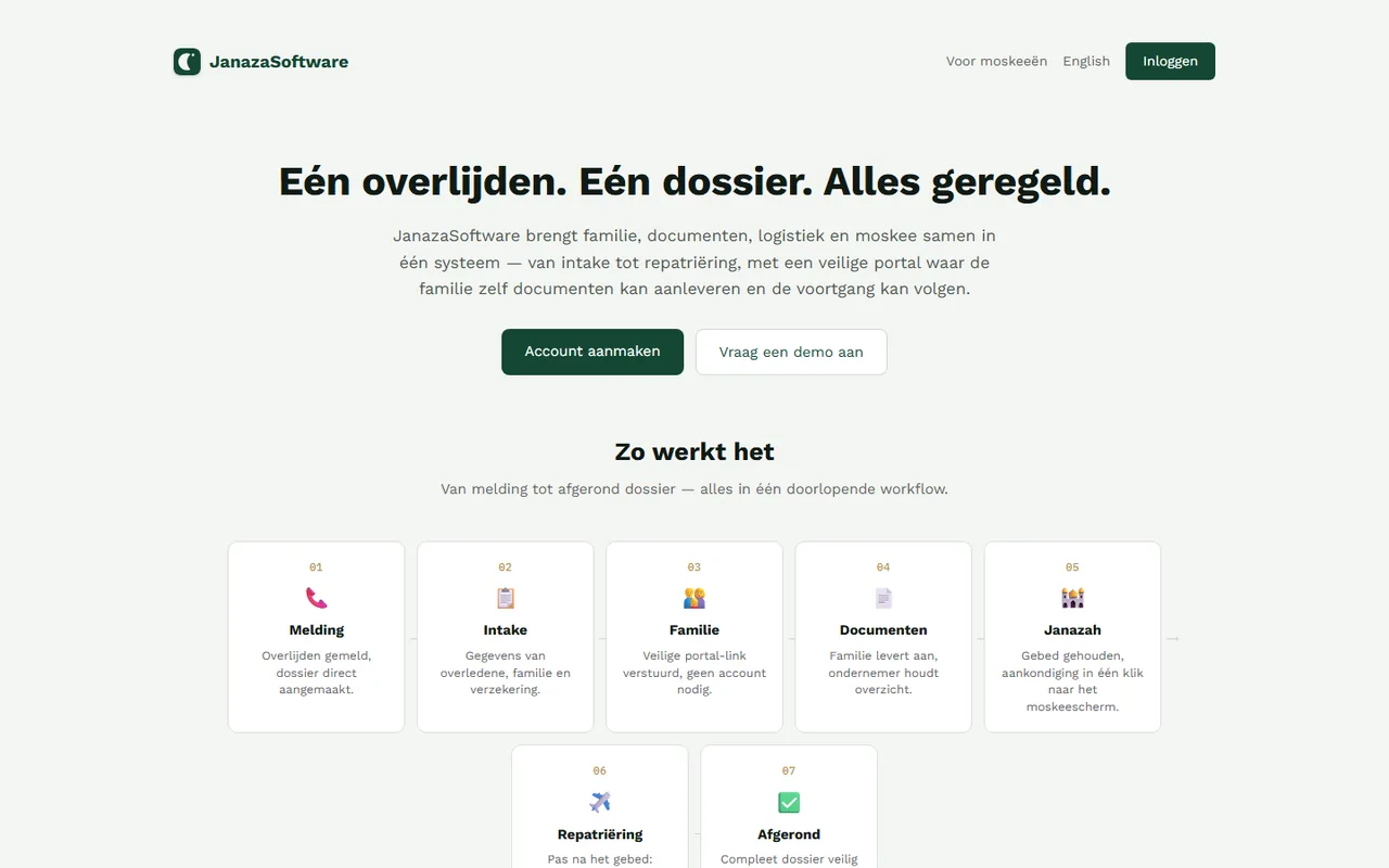 JanazaSoftware — digitaal dossierbeheer voor islamitische uitvaartzorg