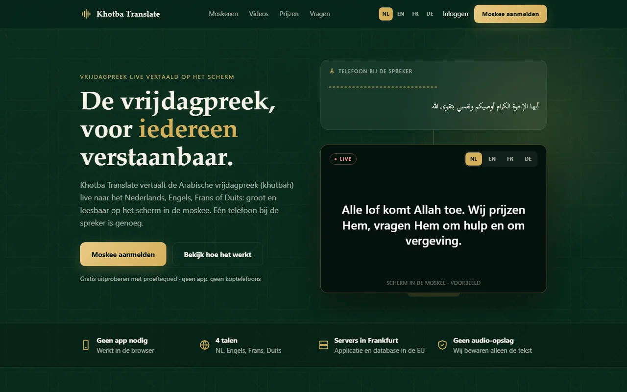 Khotba Translate — live vertaling van de vrijdagpreek op het scherm in de moskee